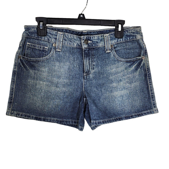 Tommy Hilfiger Womens Jean Shorts Size 6 Blue Denim Mid Rise Flap Pockets Cotton - Picture 1 of 9